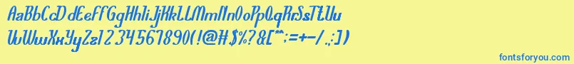 フォントAirPlanet – 青い文字が黄色の背景にあります。