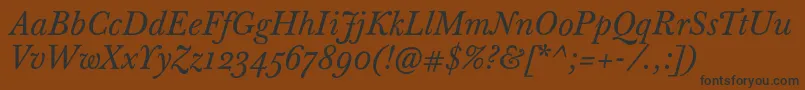 Шрифт BaskervilleTenProItalic – чёрные шрифты на коричневом фоне