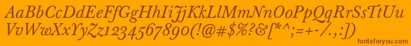 Шрифт BaskervilleTenProItalic – коричневые шрифты на оранжевом фоне