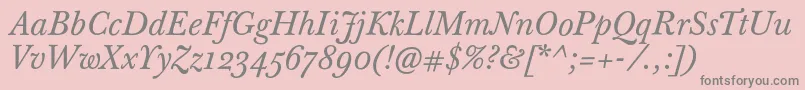 BaskervilleTenProItalic Font – Gray Fonts on Pink Background