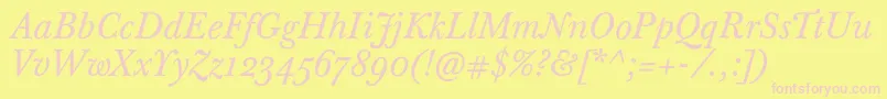 BaskervilleTenProItalic Font – Pink Fonts on Yellow Background