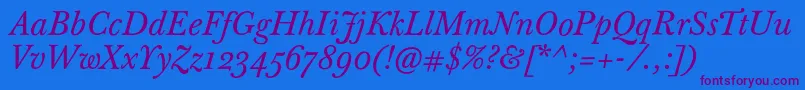 BaskervilleTenProItalic Font – Purple Fonts on Blue Background