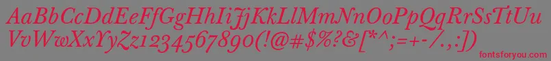 BaskervilleTenProItalic Font – Red Fonts on Gray Background