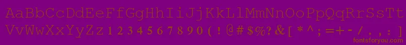 Rod-Schriftart – Braune Schriften auf violettem Hintergrund