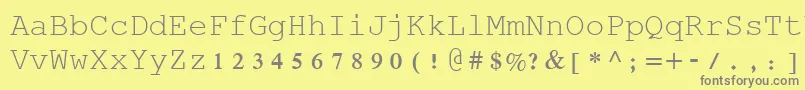 Rod-fontti – harmaat kirjasimet keltaisella taustalla