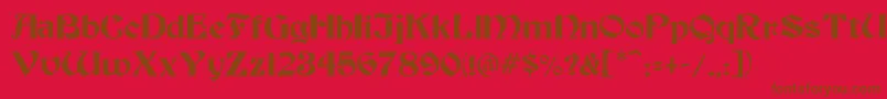 フォントBeckerMedium – 赤い背景に茶色の文字