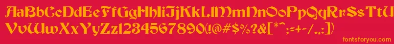 Fonte BeckerMedium – fontes laranjas em um fundo vermelho