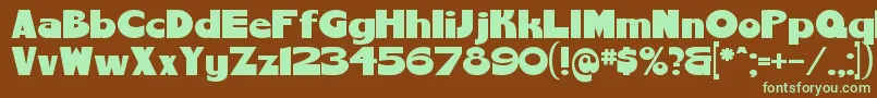 フォントChemyretroV01 – 緑色の文字が茶色の背景にあります。