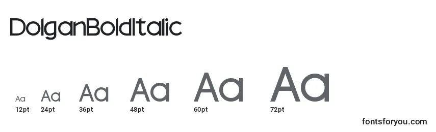Размеры шрифта DolganBoldItalic