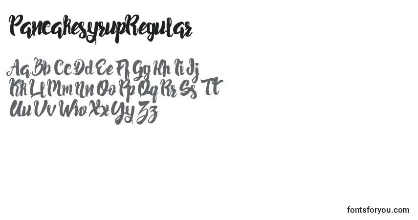 Czcionka PancakesyrupRegular – alfabet, cyfry, specjalne znaki