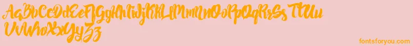 PancakesyrupRegular-Schriftart – Orangefarbene Schriften auf rosa Hintergrund