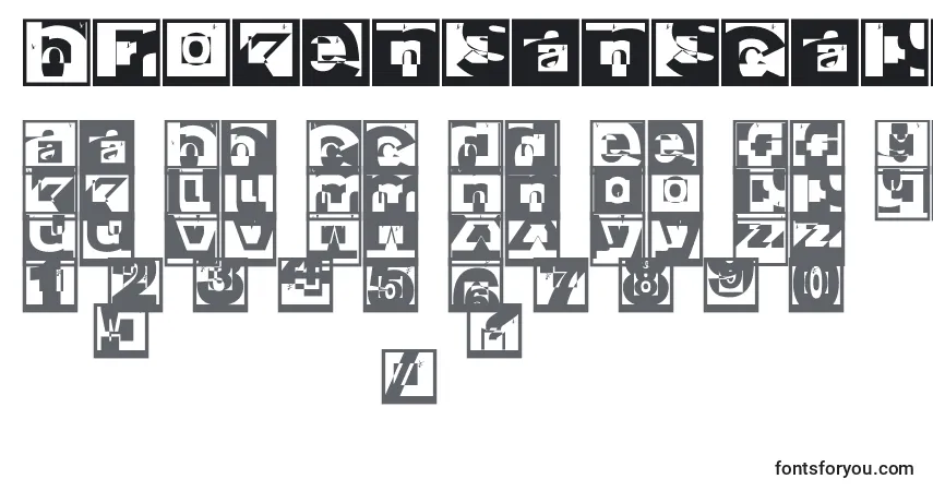 Brokensanscapsjumper Font – alphabet, numbers, special characters
