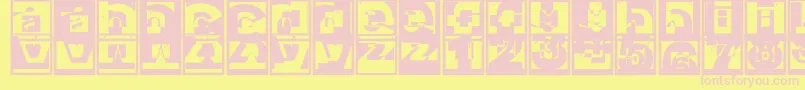 Brokensanscapsjumper-Schriftart – Rosa Schriften auf gelbem Hintergrund