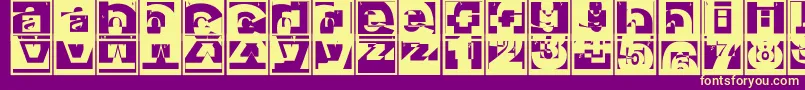 Brokensanscapsjumper-Schriftart – Gelbe Schriften auf violettem Hintergrund