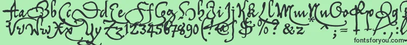 フォントTychrc2u – 緑の背景に黒い文字