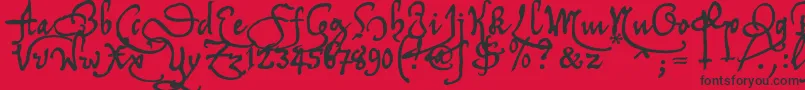 フォントTychrc2u – 赤い背景に黒い文字
