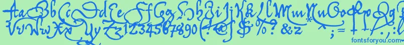 Tychrc2u Font – Blue Fonts on Green Background