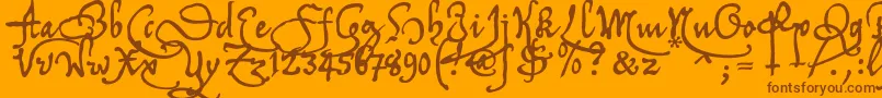Fonte Tychrc2u – fontes marrons em um fundo laranja