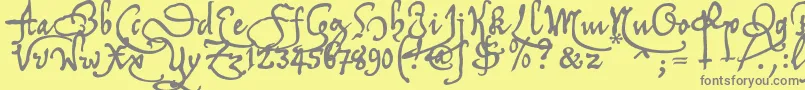 Tychrc2u-Schriftart – Graue Schriften auf gelbem Hintergrund