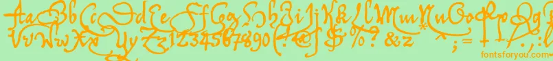 Tychrc2u Font – Orange Fonts on Green Background