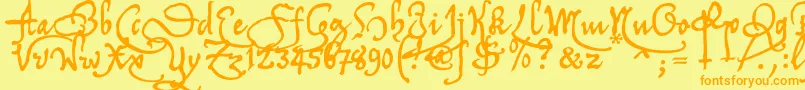 Tychrc2u Font – Orange Fonts on Yellow Background