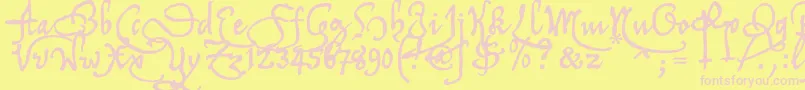 Tychrc2u Font – Pink Fonts on Yellow Background