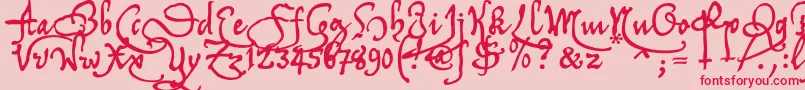フォントTychrc2u – ピンクの背景に赤い文字
