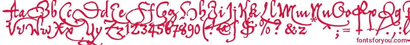 Tychrc2u-Schriftart – Rote Schriften auf weißem Hintergrund