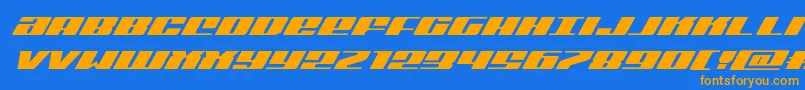 Michiganexpandsuperital Font – Orange Fonts on Blue Background