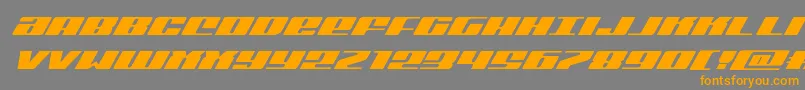 Weitere Informationen zur Michiganexpandsuperital-Schriftart Michiganexpandsuperital-Schriftart – Orangefarbene Schriften auf grauem Hintergrund