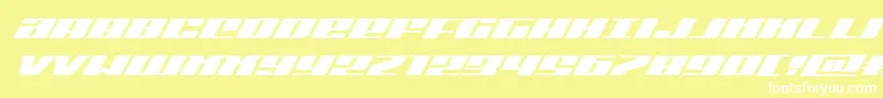 Michiganexpandsuperital-Schriftart – Weiße Schriften auf gelbem Hintergrund