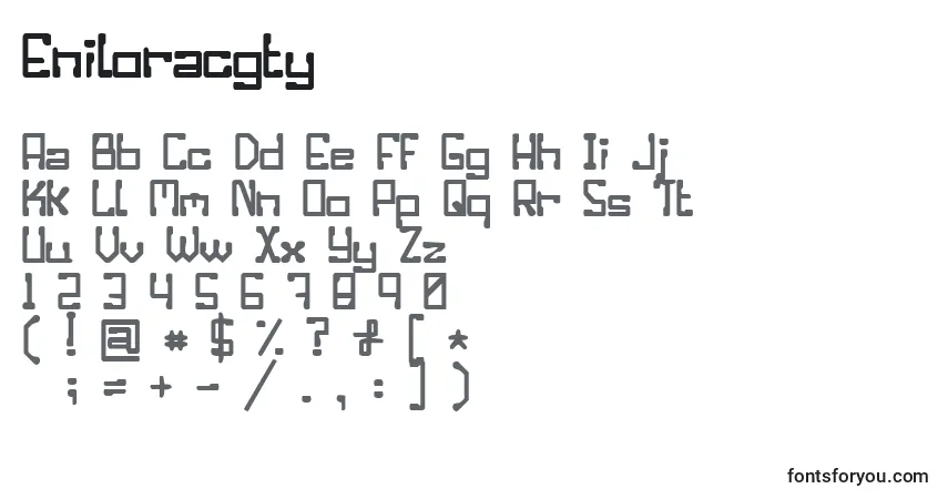 A fonte Eniloracgty – alfabeto, números, caracteres especiais