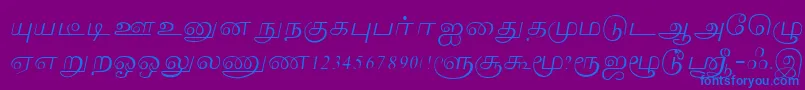 Lakshmi-Schriftart – Blaue Schriften auf violettem Hintergrund