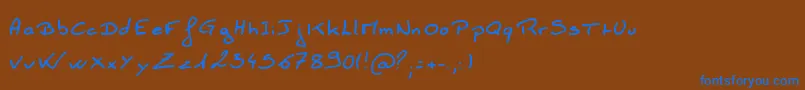Boluge-Schriftart – Blaue Schriften auf braunem Hintergrund