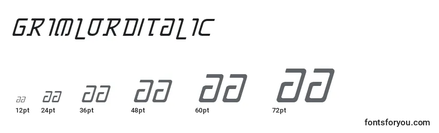 GrimlordItalic Font Sizes