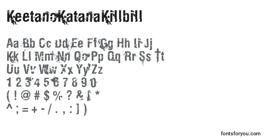 A fonte KeetanoKatanaKillbill – alfabeto, números, caracteres especiais
