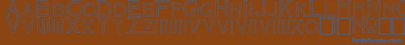 MosaicOutline-Schriftart – Blaue Schriften auf braunem Hintergrund