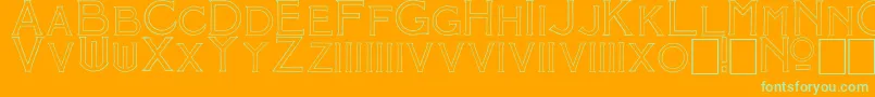 MosaicOutline-Schriftart – Grüne Schriften auf orangefarbenem Hintergrund