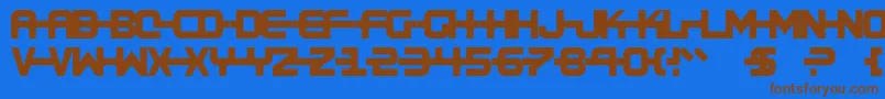 フォントKinexx – 茶色の文字が青い背景にあります。