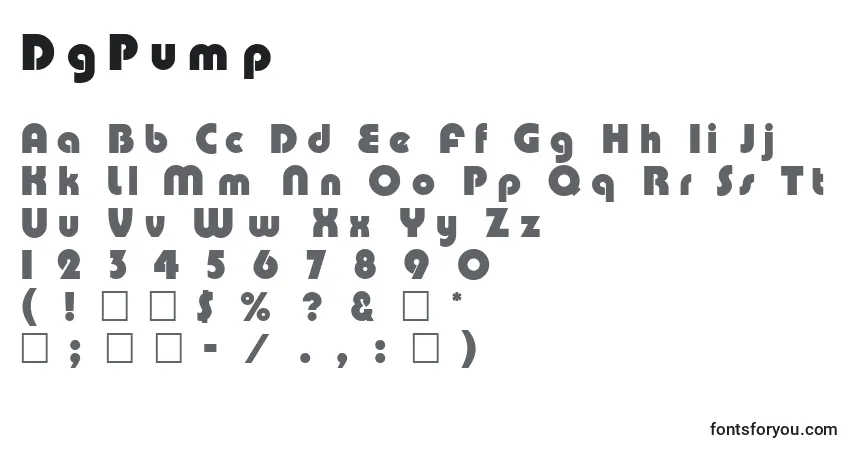 A fonte DgPump – alfabeto, números, caracteres especiais