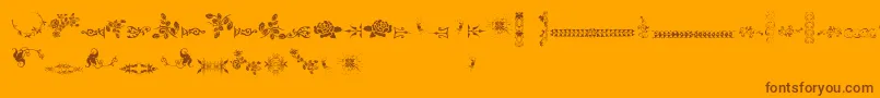 UnpublishedOrnamentsTwo-Schriftart – Braune Schriften auf orangefarbenem Hintergrund