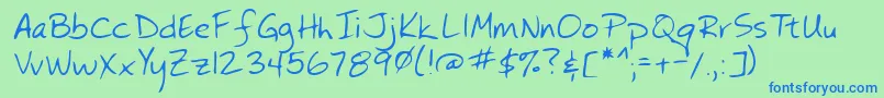 Lehn073 Font – Blue Fonts on Green Background