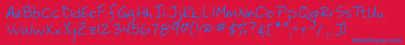 Lehn073-Schriftart – Blaue Schriften auf rotem Hintergrund