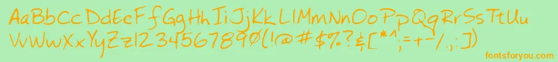 Lehn073 Font – Orange Fonts on Green Background