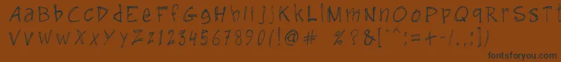 GuruHand12008-fontti – mustat fontit ruskealla taustalla