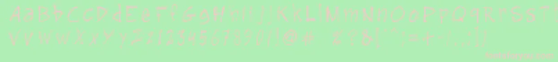 フォントGuruHand12008 – 緑の背景にピンクのフォント