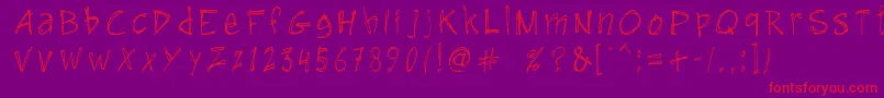 GuruHand12008 Font – Red Fonts on Purple Background