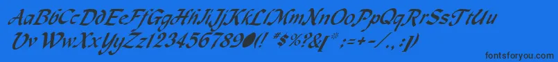 MachumaineItalic-Schriftart – Schwarze Schriften auf blauem Hintergrund