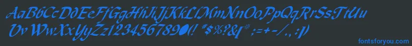 fuente MachumaineItalic – Fuentes Azules Sobre Fondo Negro