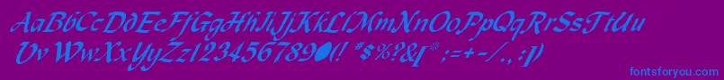 fuente MachumaineItalic – Fuentes Azules Sobre Fondo Morado